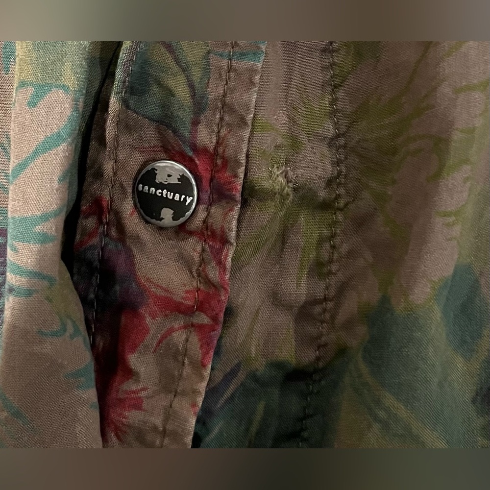 Sanctuary green floral snap front shirt long sleeve tunic top oversized Sz small - Picture 6 of 11